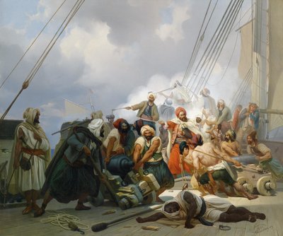 Naval Battle (Cannons Being Positioned on Deck) by Niels Simonsen